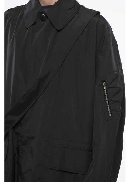 Paltoane RANDOM IDENTITIES Solid Color Coat With Flap Pockets Black Barbati (BM 18765805) 3