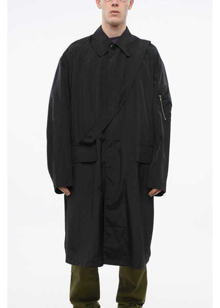 Paltoane RANDOM IDENTITIES Solid Color Coat With Flap Pockets Black Barbati (BM 18765805) 1