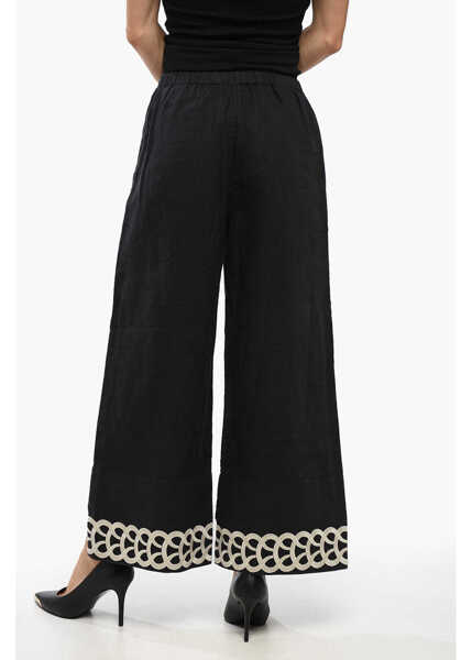 Pantaloni casual BY MALENE BIRGER Drawstring Waist Linen Mirabellos Pants Blue Femei (BM 18765814) 3
