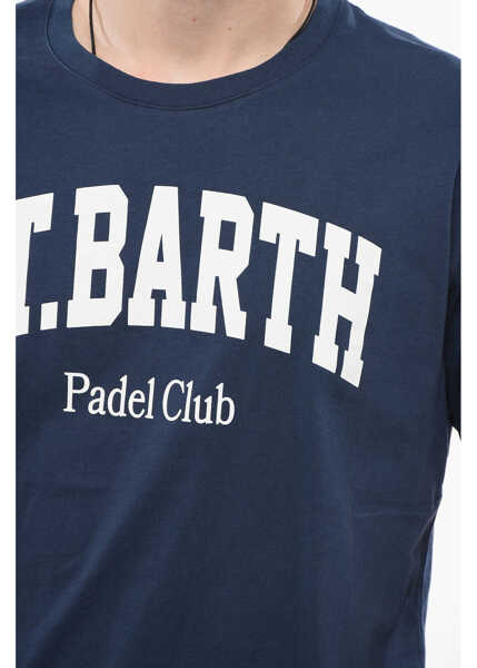 Tricouri Mc2 Saint Barth Solid Color Sport Club Crew-Neck T-Shirt With Contrasting Pr Blue Barbati (BM 18765826) 3