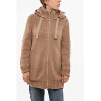 Bluze de trening Resort Knitted Lurex Hoodie With Quilted Detail Femei