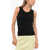 AGOLDE Solid Color Ribbed Poppy Top Black
