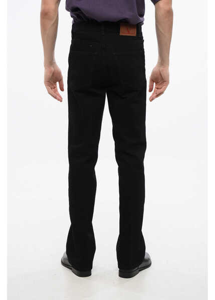 Blugi drepti Valentino Garavani Dark Washed Jeans With Leather Logo Patch 24Cm Black Barbati (BM 18765868) 2