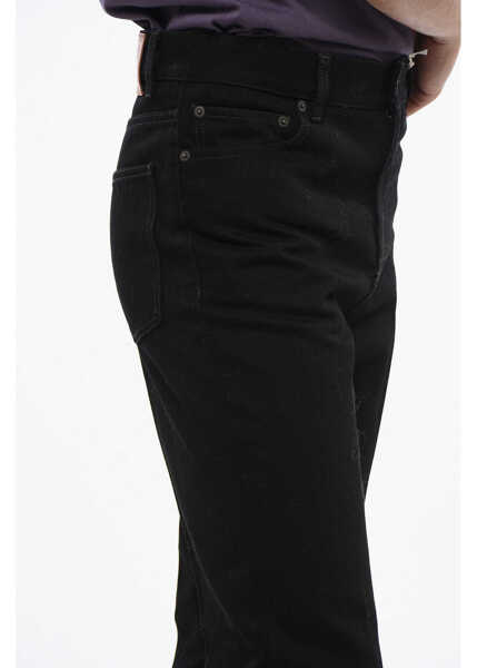 Blugi drepti Valentino Garavani Dark Washed Jeans With Leather Logo Patch 24Cm Black Barbati (BM 18765868) 3