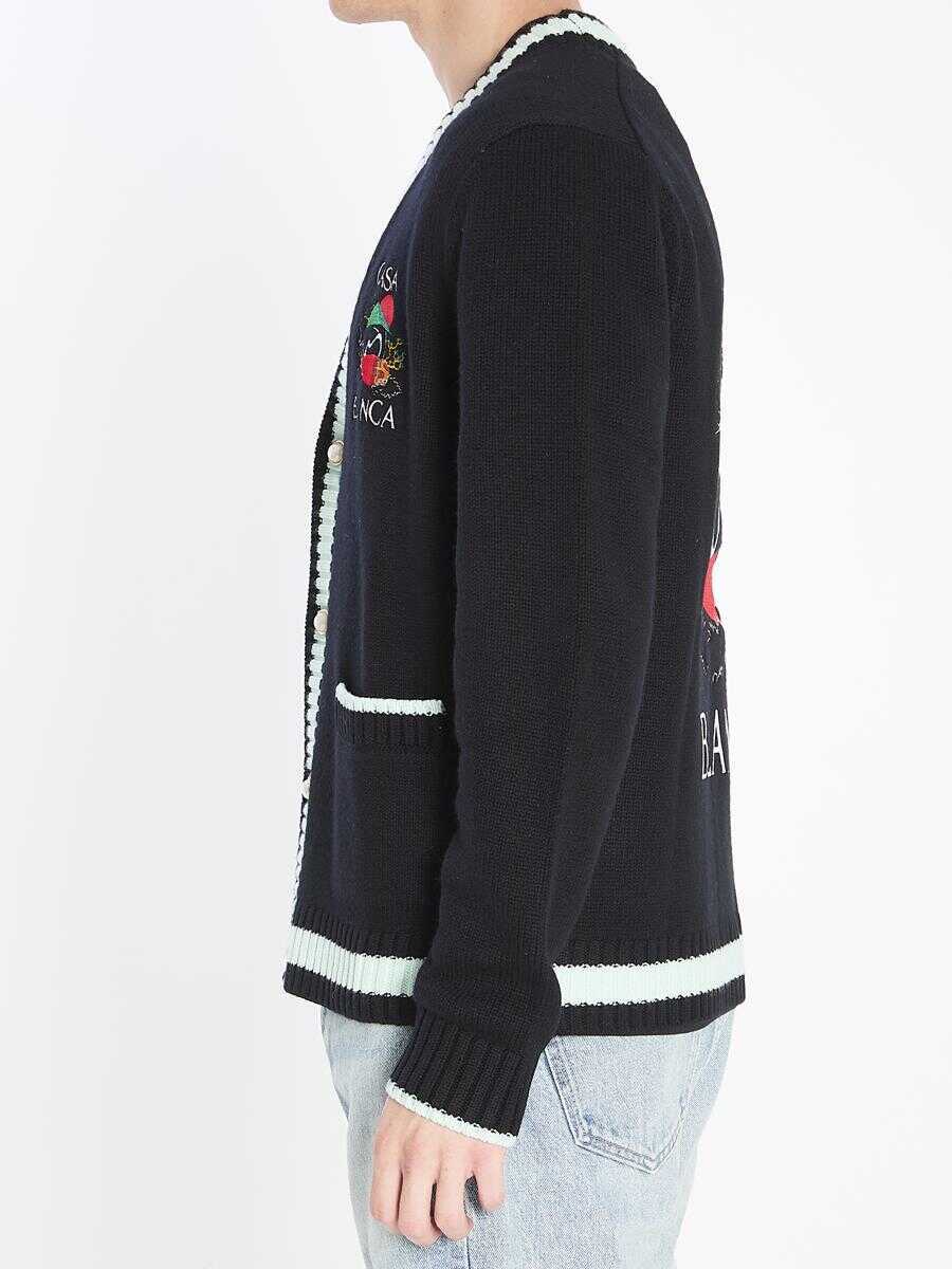 Cardigane Casablanca Cardigan With Stacked Casa Mountain Temple Design Black Barbati (BM 18766497) 3