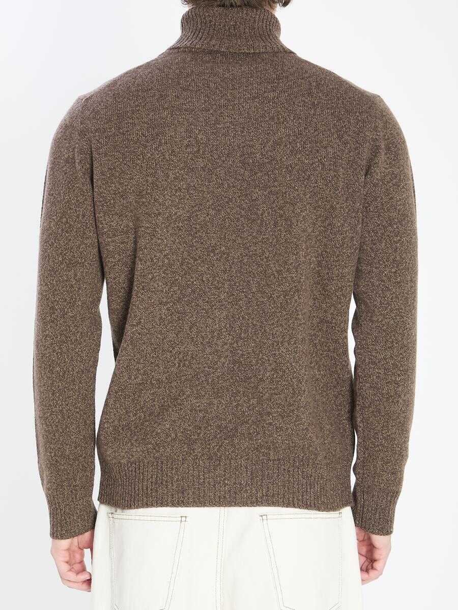 Pulovere Roberto Collina Mouline Turtleneck Sweater BROWN Barbati (BM 18766812) 4