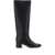 TWINSET Black Knee High Boots With Round Toe In Leather Woman Black