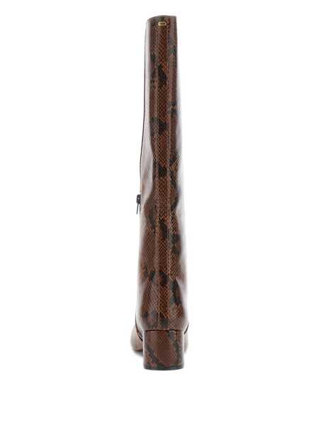 Bocanci TWINSET Brown Knee Boots With Python Effect In Leather Woman BROWN Femei (BM 18767079) 2