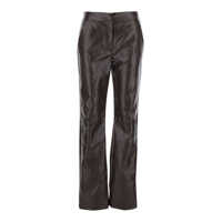 Pantaloni casual Brown Pants With Belt Loops And Side Pockets In Faux Leather Woman Femei