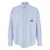 MSGM Light Blue Shirt With All-Over Striped Motif And Logo On The Front In Cotton Man BLUE