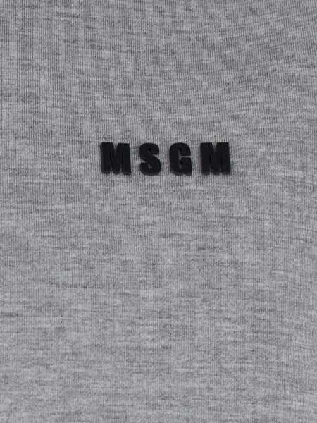 Bluze de trening MSGM Grey Hoodie With Contrasting Logo Embroidery In Cotton Man GREY Barbati (BM 18767307) 3