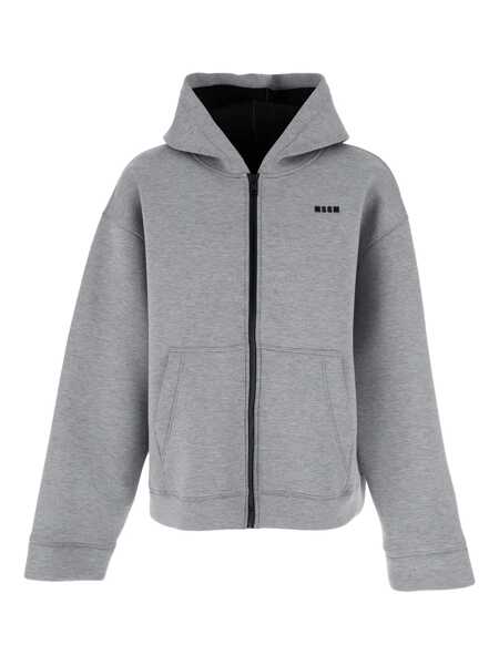 Bluze de trening MSGM Grey Hoodie With Contrasting Logo Embroidery In Cotton Man GREY Barbati (BM 18767307) 1