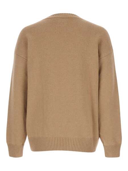 Pulovere MSGM Beige Crew Neck Sweater With Front Logo In Wool Man Beige Barbati (BM 18767310) 2