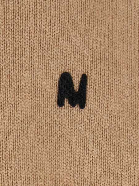Pulovere MSGM Beige Crew Neck Sweater With Front Logo In Wool Man Beige Barbati (BM 18767310) 3