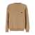 MSGM Beige Crew Neck Sweater With Front Logo In Wool Man Beige