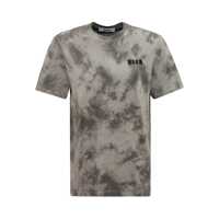 Tricouri Grey T-Shirt With Embroidered Logo On The Front And All-Over Tye-Die Print In Cotton Man Barbati
