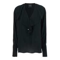 Camasi Black Shirt With Volant In Lightweight Fabric Woman Femei