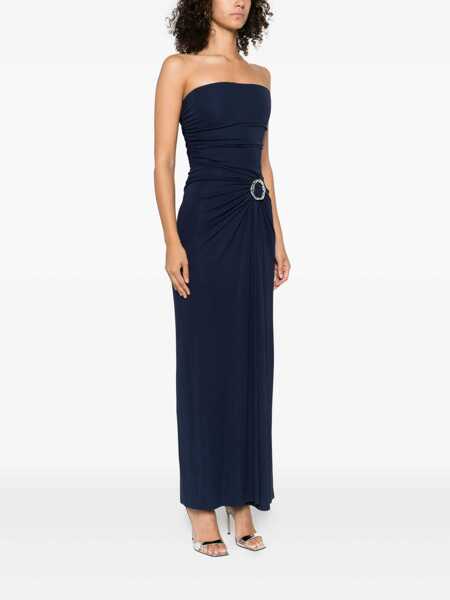 Rochii SIMKHAI Emma Blue Strapless Long Dress With Ring Embellishment In Tech Fabric Stretch Woman BLUE Femei (BM 18767433) 3