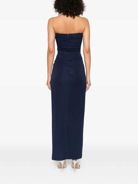 Rochii SIMKHAI Emma Blue Strapless Long Dress With Ring Embellishment In Tech Fabric Stretch Woman BLUE Femei (BM 18767433) 4