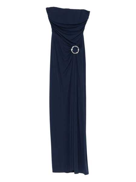 Rochii SIMKHAI Emma Blue Strapless Long Dress With Ring Embellishment In Tech Fabric Stretch Woman BLUE Femei (BM 18767433) 1