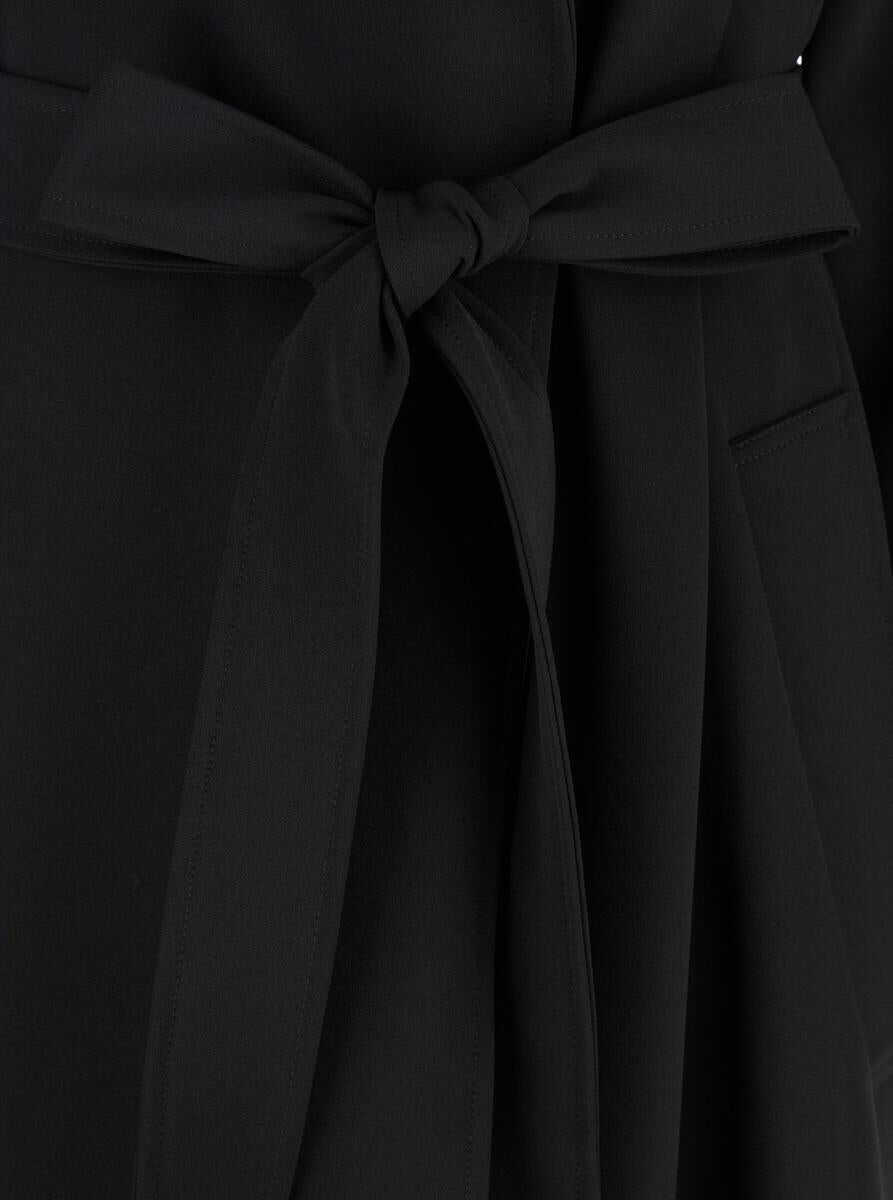 Paltoane PLAIN Black Double-Breasted Trench Coat With Matching Belt In Cady Woman Black Femei (BM 18767457) 3