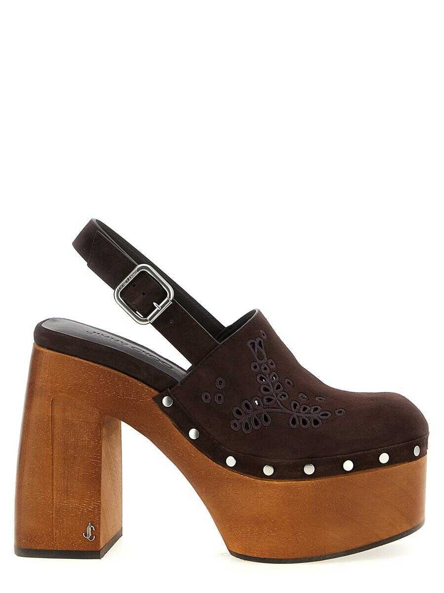 Pantofi cu toc Jimmy Choo Jimmy Choo Alida Clog BROWN Femei (BM 18768315) 1