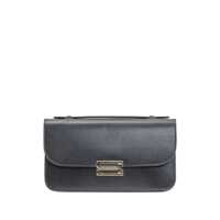 Genti mini Victoria Beckham Victoria Beckham Midi Dorian Black Leather Clutch Bag Femei