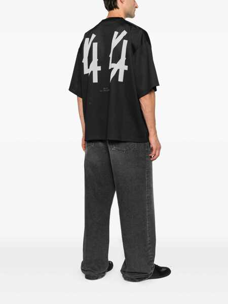 Tricouri M44 LABEL GROUP Black Crew Neck T-Shirt With Logo On Front And Back In Cotton Man Black Barbati (BM 18768435) 2