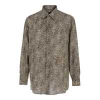 Camasi Brown Shirt With Classic Collar And Leopard Motif In Wool Blend Man Barbati