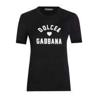 Tricouri Black Crewneck T-Shirt With Maxi Logo Lettering On The Front In Cotton Woman Femei