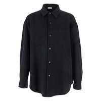 Camasi Dark Grey Shirt With Classic Collar And Dropped Shoulders In Wool Man Barbati