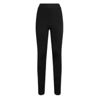 Pantaloni casual Black Leggings With Tonal Logo Lettering On The Waist In Viscose Stretch Woman Femei