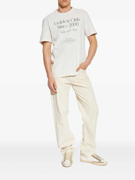 Tricouri Golden Goose White Crewneck T-Shirt With Logo Lettering On The Front In Cotton Man WHITE Barbati (BM 18769842) 2