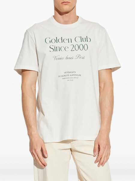 Tricouri Golden Goose White Crewneck T-Shirt With Logo Lettering On The Front In Cotton Man WHITE Barbati (BM 18769842) 3