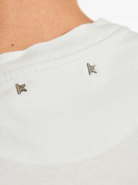 Tricouri Golden Goose White Crewneck T-Shirt With Logo Lettering On The Front In Cotton Man WHITE Barbati (BM 18769842) 5