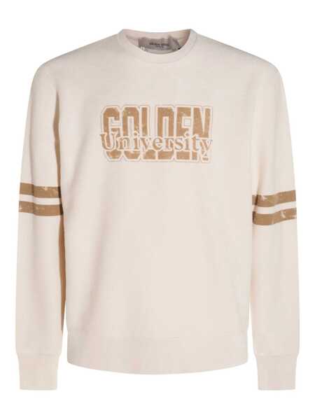 Pulovere Golden Goose White Crewneck Sweatshirt With Logo Lettering On The Front In Cotton Man WHITE Barbati (BM 18769845) 1