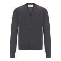 Cardigane Grey Cardigan With Round Neck And Adc Embroidery On The Front In Wool Man Barbati