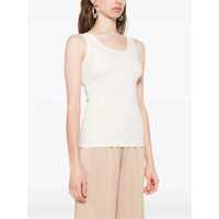 Topuri Fabiana Filippi Dama - Topuri Fabiana Filippi White Sleeveless Top With Round Neck In Cotton Woman WHITE Femei (BM 18770217) - B-mall.ro