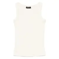 Topuri White Sleeveless Top With Round Neck In Cotton Woman Femei