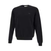 Pulovere Black Crew Neck Sweater With Fox Patch On The Front In Wool Man Barbati