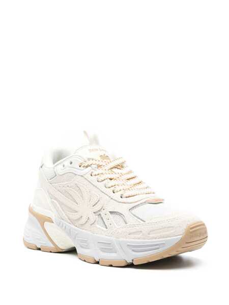 Sneakers Palm Angels Palm Angels Leather And Fabric Low-Top Sneakers Beige Femei (BM 18771240) 2