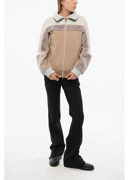 Bluze de trening Herno Resort Mock Neck Sweatshirt With Eco-Fur Insert Beige Femei (BM 18773173) 4