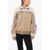Herno Resort Mock Neck Sweatshirt With Eco-Fur Insert Beige
