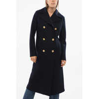 Paltoane Virgin Wool Military Double Breasted Coat With Golden-Effect Femei
