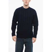 Pulovere Pure Wool Cable-Knit Crewneck Sweater Barbati
