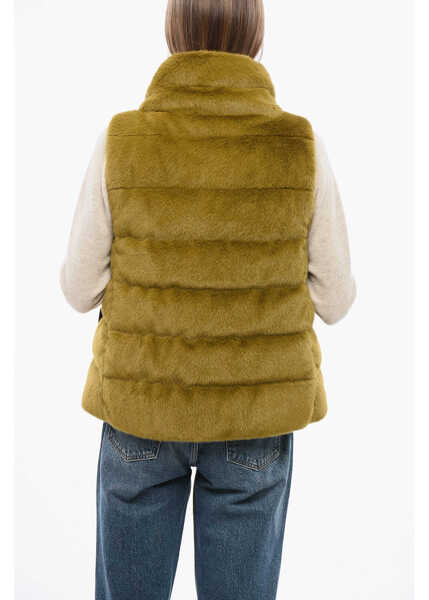 Jachete Herno Eco-Fur Vest With Quilted Lining Green Femei (BM 18773239) 2