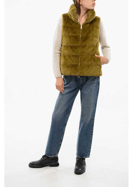 Jachete Herno Eco-Fur Vest With Quilted Lining Green Femei (BM 18773239) 4