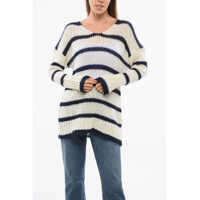 Pulovere SEAFARER Striped Wool Blend Oversized Crew-Neck Sweater