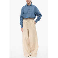 Imbracaminte Dama pagina 575 - Pantaloni casual QUIRA Drawstring Waist Oversized Cotton Casual Pants Beige Femei (BM 18774316) - B-mall.ro