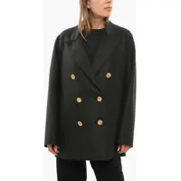 Paltoane Virgin Wool Double Breasted Coat With Golden Effect Buttons Femei